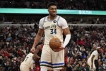 字母哥第八次30分钟以内砍至少30分15板 NBA历史最多&第二名仅3次